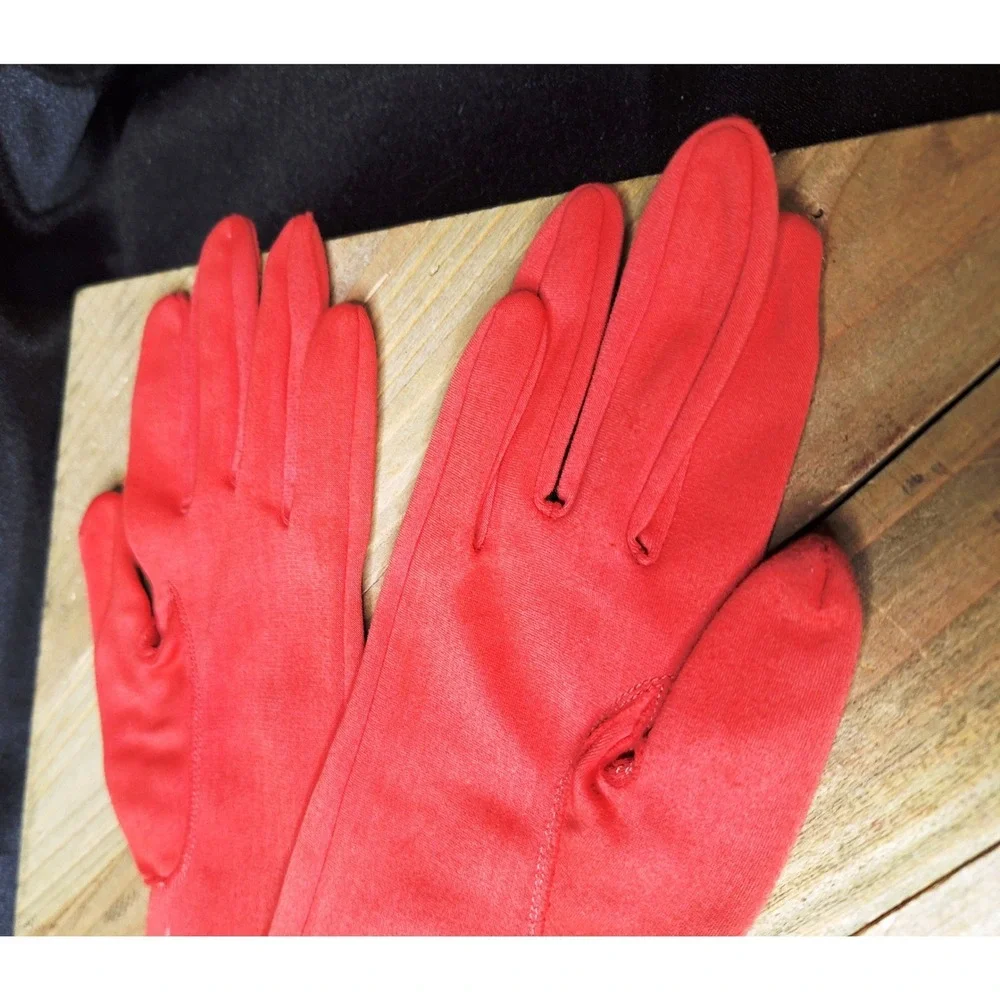 Vintage Red Opera Length Evening Gloves Long Formal Costume Dress Gloves